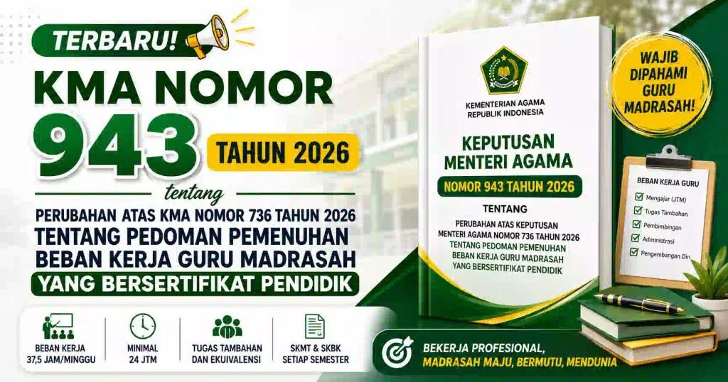 KMA Nomor 943 Tahun 2026 Tentang Pedoman Pemenuhan Beban Kerja Guru Madrasah Yang Bersertifikat Pendidik