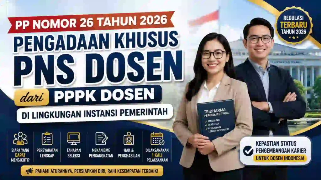 PP Nomor 26 Tahun 2026 tentang Pengadaan Khusus PNS Dosen dari PPPK Dosen