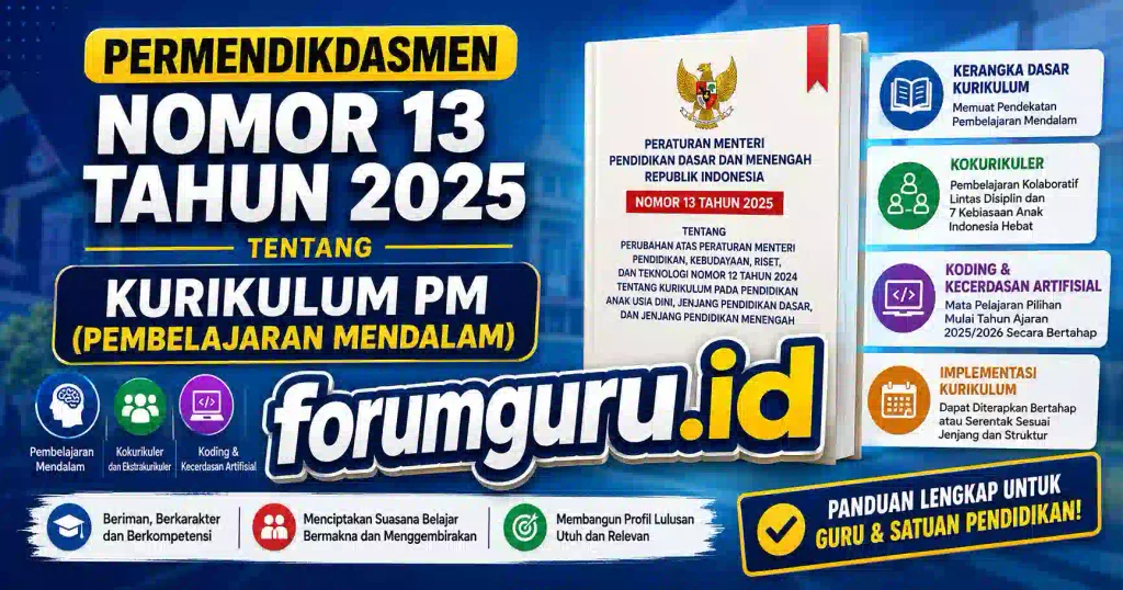 Permendikdasmen Nomor 13 Tahun 2025 tentang Kurikulum PM