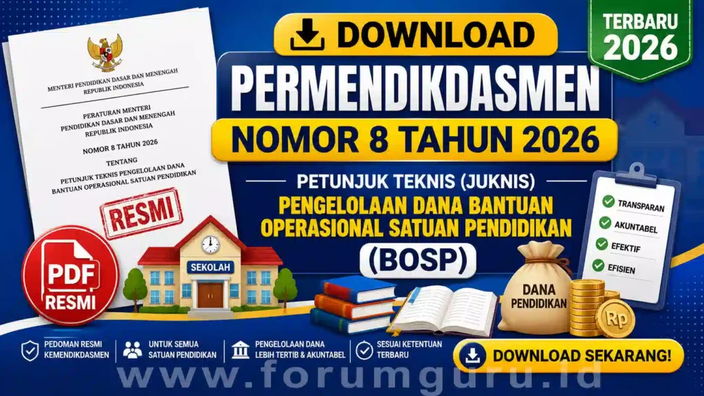 Permendikdasmen Nomor 8 Tahun 2026 adalah pengelolaan Dana BOSP Tahun 2026/2027